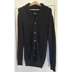 Liverpool Los Angeles womens Medium Black Button Front Shawl‎ Collar Cardigan